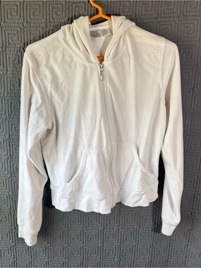 Freestyle Danskin Full Zip Sweater Women’s Large White Crop Hoodie